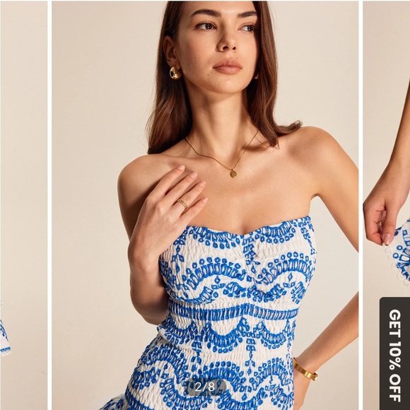 Commense Ripple Strapless Tiered Hem With Scalloped Detailing Dress - Picture 2 of 12